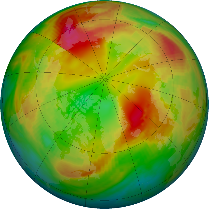 Arctic ozone map for 12 February 1989